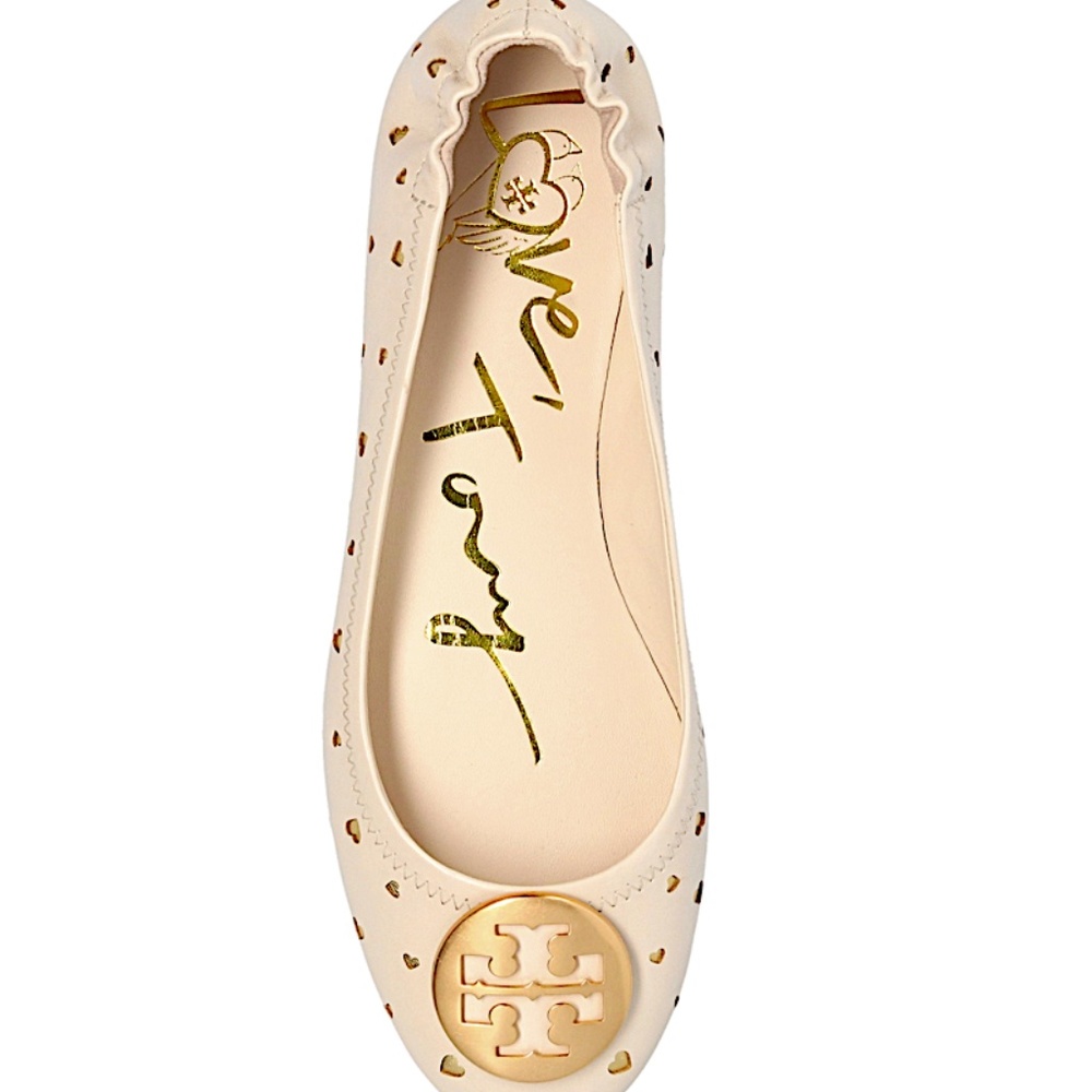 Tory Burch logo-plaque studded ballerina shoes